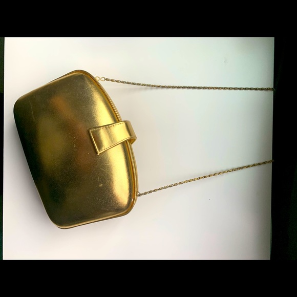 Vintage Woven Fiona Silver and Gold Hard Clutch Purse with Chain - Picture 8 of 11